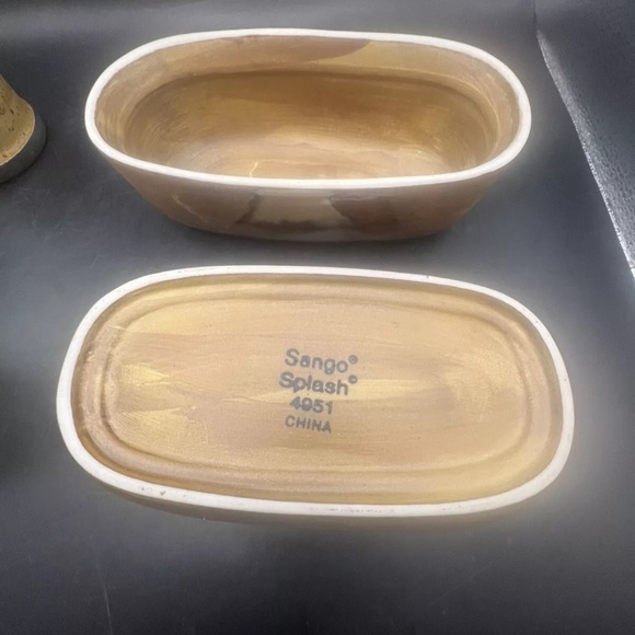 Rustic Brown Ceramic Salt and Pepper Shakers with Butter Dish - Picture 10 of 16